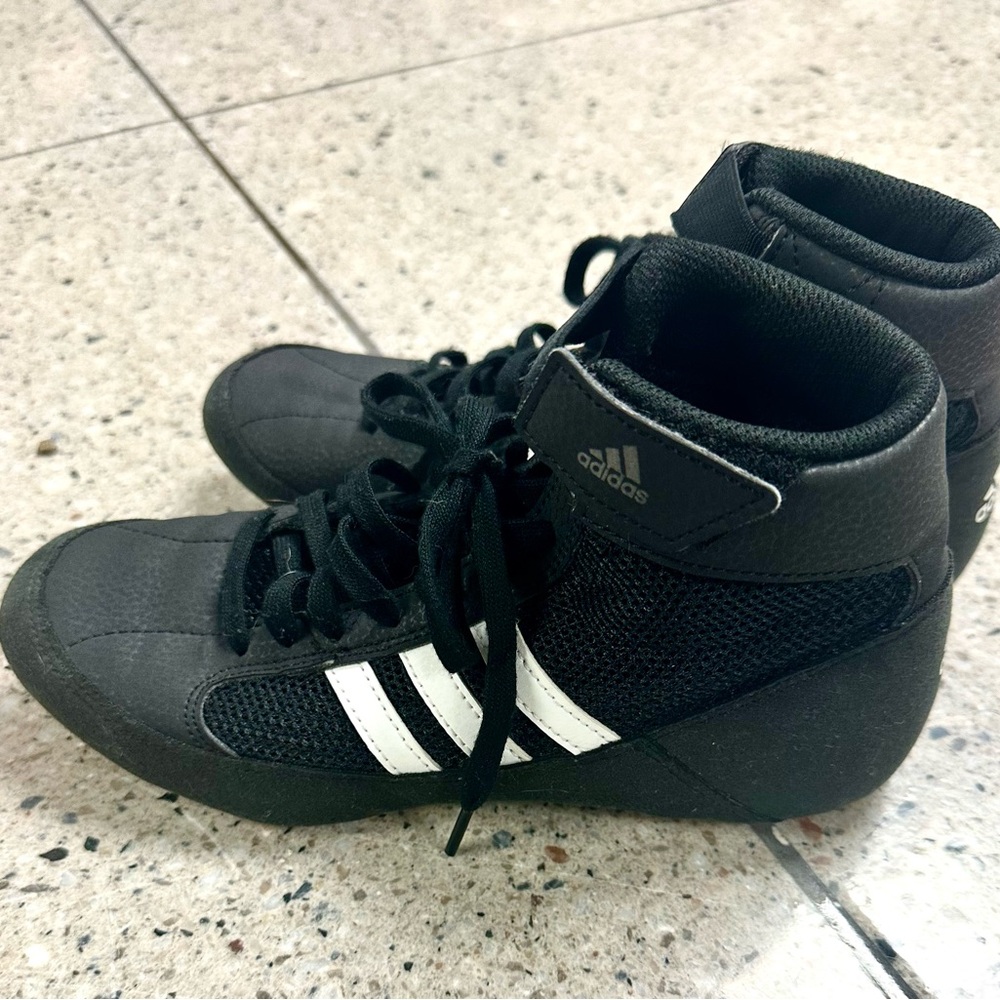 Boys Adidas wrestling shoes.